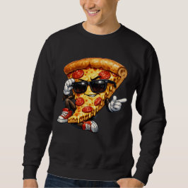 Cool Pizza Slice Mascot with Sunglasses Art Sweatshirt