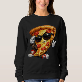 Cool Pizza Slice Mascot with Sunglasses Art Sweatshirt