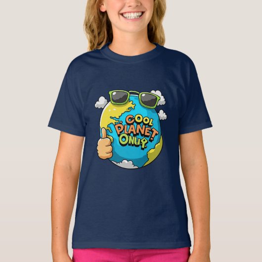 Cool Planet Fun Öko Earth Day Cartoon T-Shirt (Vorderseite)