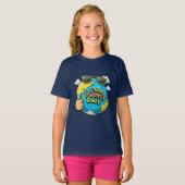 Cool Planet Fun Öko Earth Day Cartoon T-Shirt (Vorne ganz)