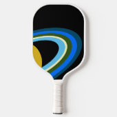 Cool Planet Saturn Farbige Ringe Schwarzer Raum Pickleball Schläger (Rückseite)