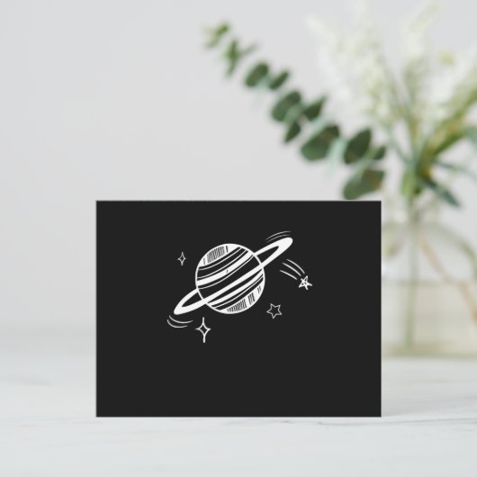 Cool Planet Saturn Orbit Drawing Outer Space Galax Postkarte (Stehend Vorderseite)