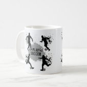 Cool Play Soccer Silhouetten Kaffeetasse (Vorderseite Links)