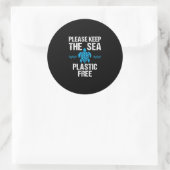 Cool Please Keep Sea Plastic Free Funny Turtle Runder Aufkleber (Tasche)
