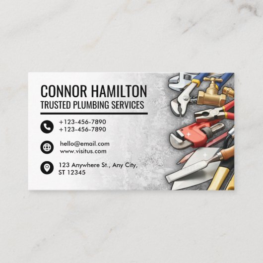 Cool Plumbing Tools Illustration Visitenkarte (Vorderseite)