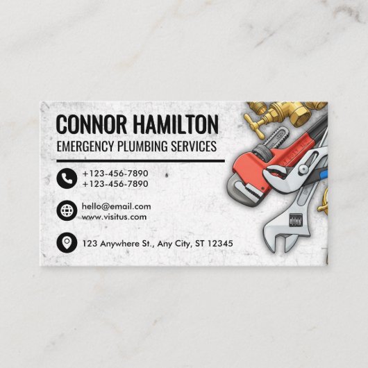 Cool Plumbing Tools Illustration Visitenkarte (Vorderseite)
