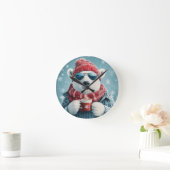 Cool Polar Bear Wall Clock with Hot Cocoa - Fun Wi Runde Wanduhr (Zuhause)