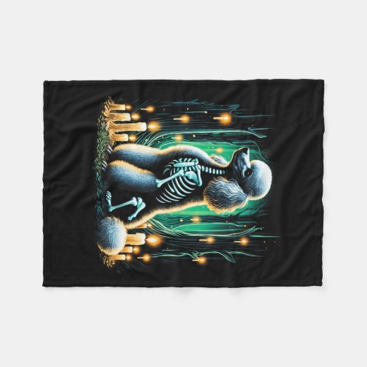 Cool Poodle Dog Skeleton Halloween Hund Mama Vater Fleecedecke (Vorderseite (Horizontal))