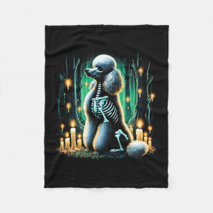 Cool Poodle Dog Skeleton Halloween Hund Mama Vater Fleecedecke