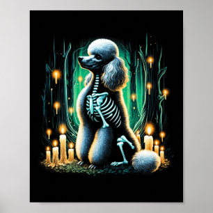 Cool Poodle Dog Skeleton Halloween Hund Mama Vater Poster