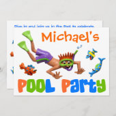 Cool Pool-Party Einladung (Vorne/Hinten)