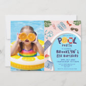 Cool Pool Party Foto Geburtstag Einladung (Vorderseite)