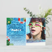 Cool Pool Party Foto | Geburtstag schwimmen Einladung (Stehend Vorderseite)