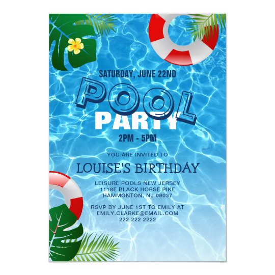 Cool Pool Party Geburtstag Einladung Zazzle De