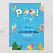 Cool Pool Party | Geburtstag schwimmen Einladung (Vorne/Hinten)