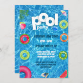 Cool Pool Party | Geburtstag schwimmen Einladung (Vorne/Hinten)