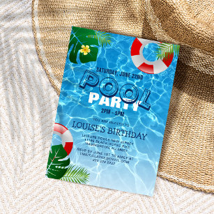 Cool Pool Party   Geburtstag schwimmen Einladung
