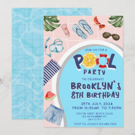Cool Pool Party Geburtstagseinladung Einladung