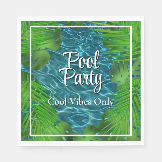 Cool Pool Party Palm Blätter Serviette (Vorderseite)