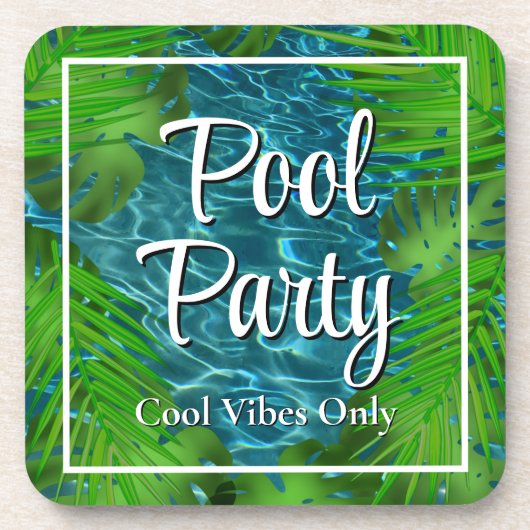 Cool Pool Party vibes palm Blätter Getränkeuntersetzer (Vorderseite)