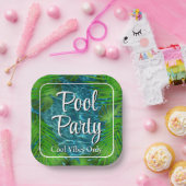 Cool Pool Party vibes palm Blätter Pappteller (Party)