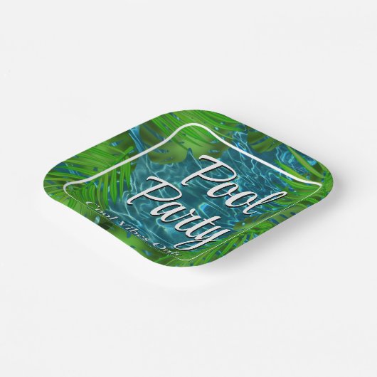 Cool Pool Party vibes palm Blätter Pappteller (Gewinkelt)