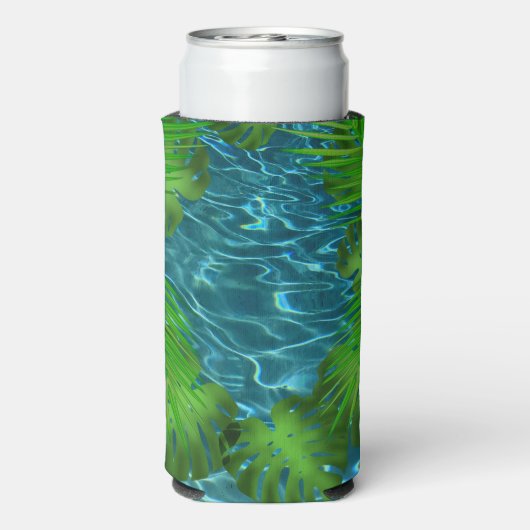 Cool Pool Party vibes palm Blätter Selters Dosenkühler (Seltzer Rückseite)