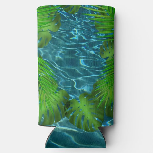 Cool Pool Party vibes palm Blätter Selters Dosenkühler (Rückseite)