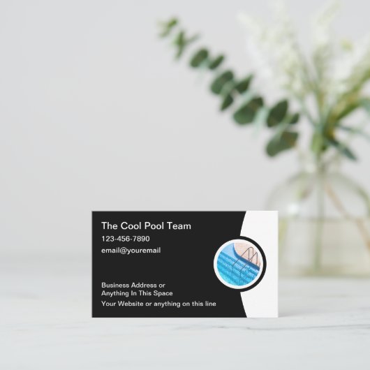 Cool Pool Service Business Cards Design Template Visitenkarte (Stehend Vorderseite)