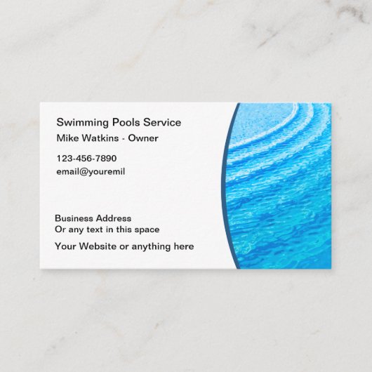Cool Pool Service Business Cards Visitenkarte (Vorderseite)