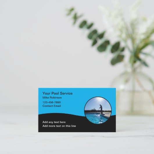Cool Pool Service Business Cards Visitenkarte (Stehend Vorderseite)