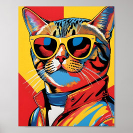 Cool Pop Art Cat in Sunglasses Poster