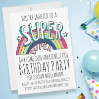 Cool Pop Art Rainbow Any Age Birthday Invitation