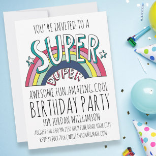 Cool Pop Art Rainbow Any Age Birthday Invitation Einladung