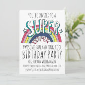 Cool Pop Art Rainbow Any Age Birthday Invitation Einladung (Stehend Vorderseite)
