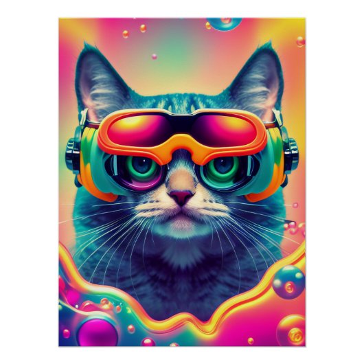 Cool Psychedelic Psychonaut Kitty Cat Poster (Vorderseite)