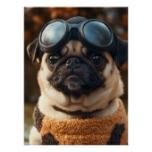 Cool Pug Dog with Aviator Goggles & Cozy Sweater Poster (Vorderseite)