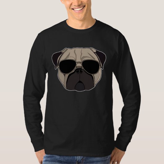 Cool Pug Hipster Pug with sunglasses T-Shirt (Vorderseite)