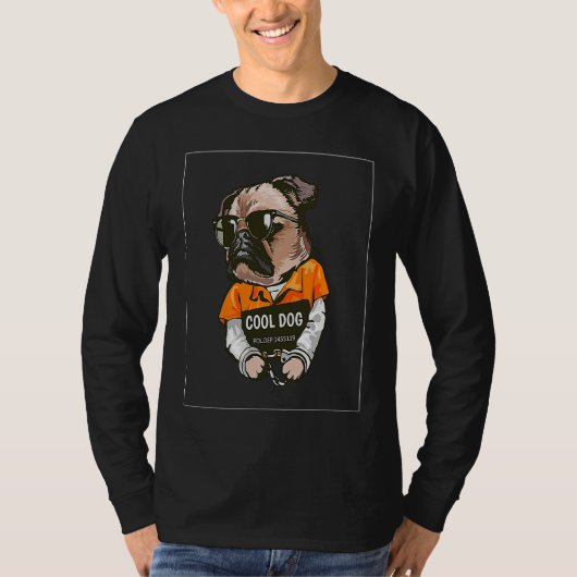 Cool Pug  Pug with Glasses and Handcuffs T-Shirt (Vorderseite)