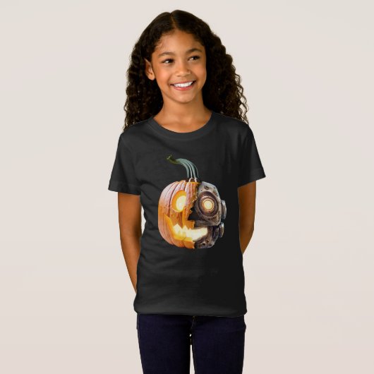 Cool Pumpkin Robot Halloween Erntedank Harvest T-Shirt (Vorne ganz)
