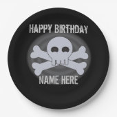 Cool Punk Custom Happy Birthday Skull Pappteller (Vorderseite)