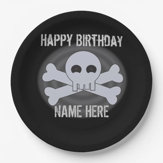 Cool Punk Custom Happy Birthday Skull Pappteller (Vorderseite)