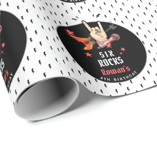 Cool Punk Rockstar Any Age Birthday  Geschenkpapier (Rolleneckpunkt)