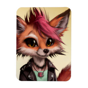 Cool Punkrock Fox Teenager Magnet