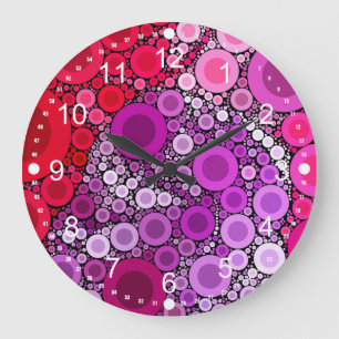 Cool Purple Pink Concentric Circles Girly Pattern Große Wanduhr