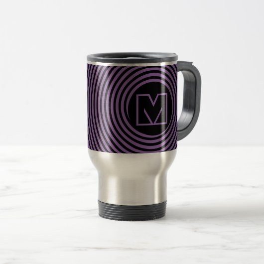 Cool Purple Spiral Vortex Monogram Reisebecher (VorderseiteRechts)