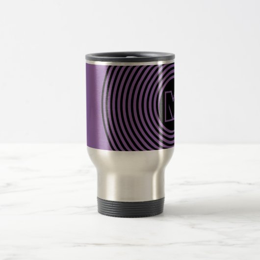 Cool Purple Spiral Vortex Monogram Reisebecher (Mittel)