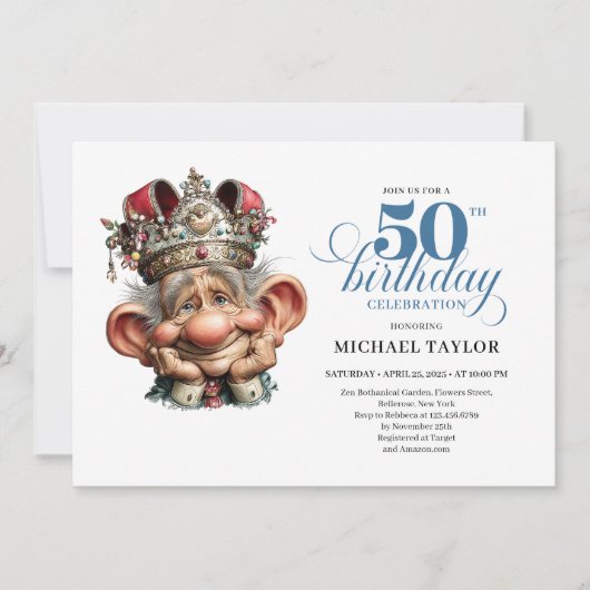 Cool Quirky Man 50 Birthday Editable Invitation Einladung (Vorderseite)