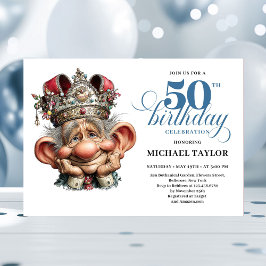 Cool Quirky Man 50 Birthday Editable Invitation Einladung