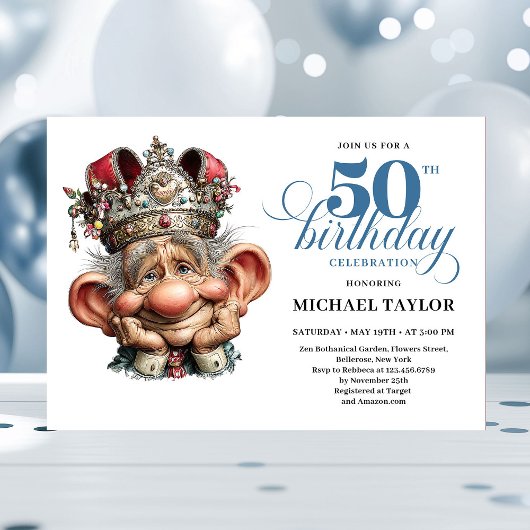 Cool Quirky Man 50 Birthday Editable Invitation Einladung